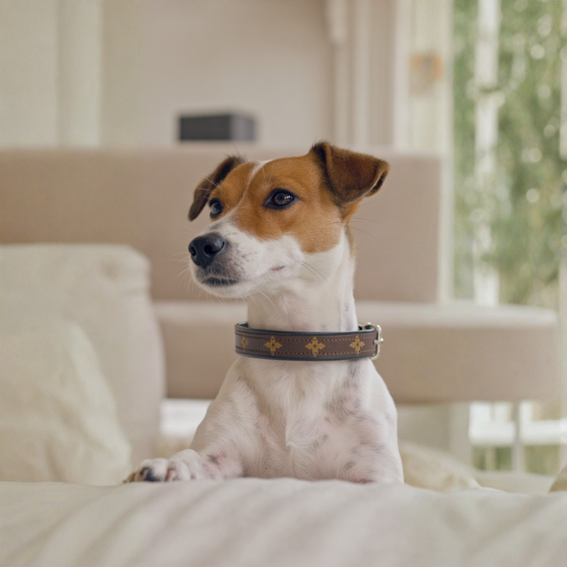 Posh Pet Collar | Upcycled LV & Leather