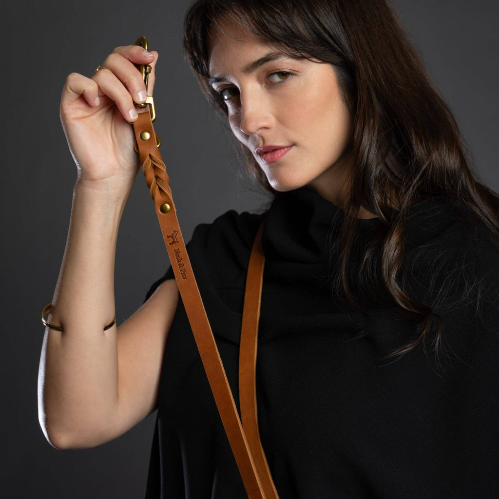 Premium Oil-Waxed Braided Leather Dog Leash - 3 Color Options