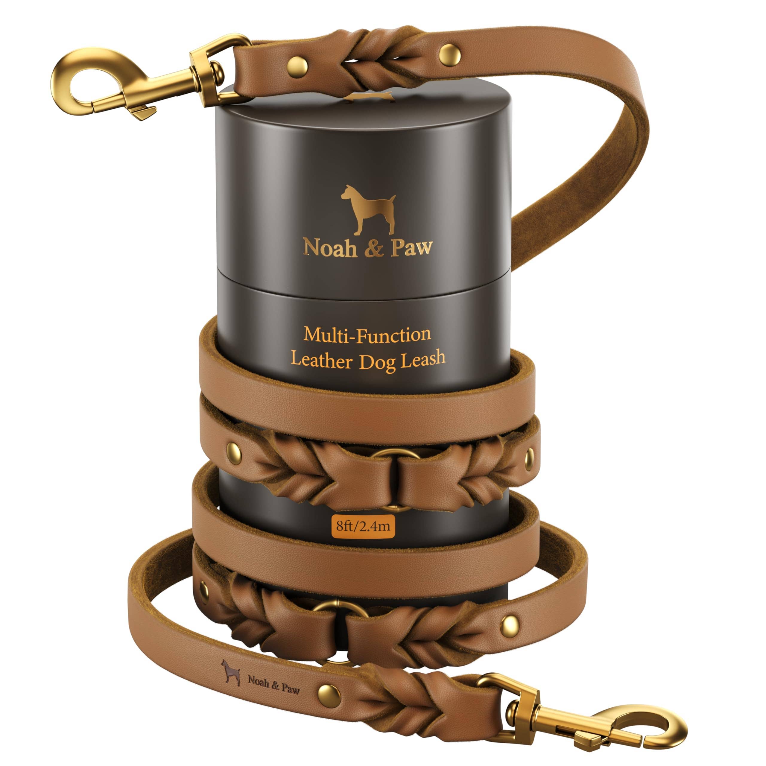 Premium Oil-Waxed Braided Leather Dog Leash - 3 Color Options