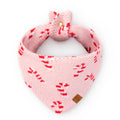 Pink Candy Canes Knit Dog Bandana