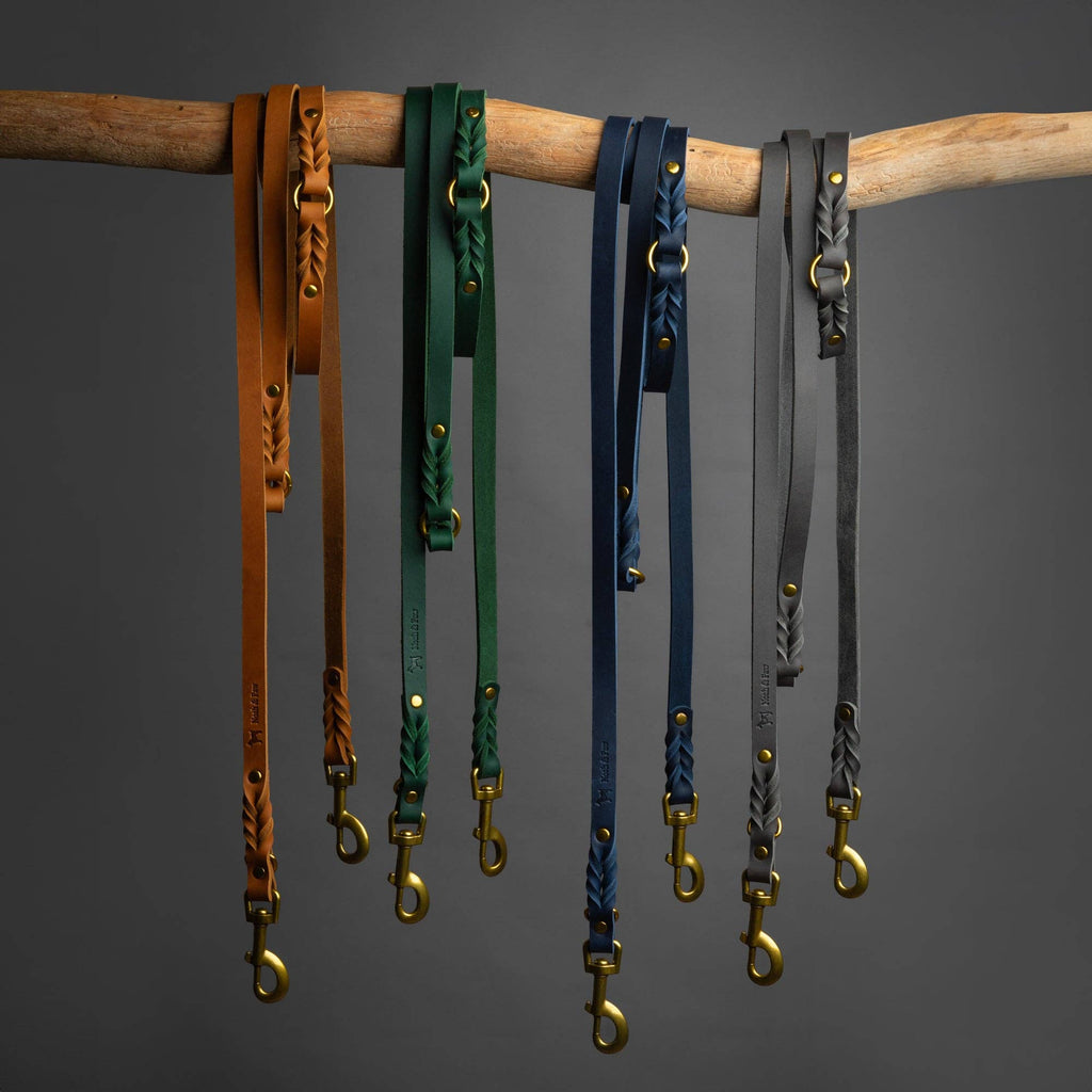 Premium Oil-Waxed Braided Leather Dog Leash - 3 Color Options