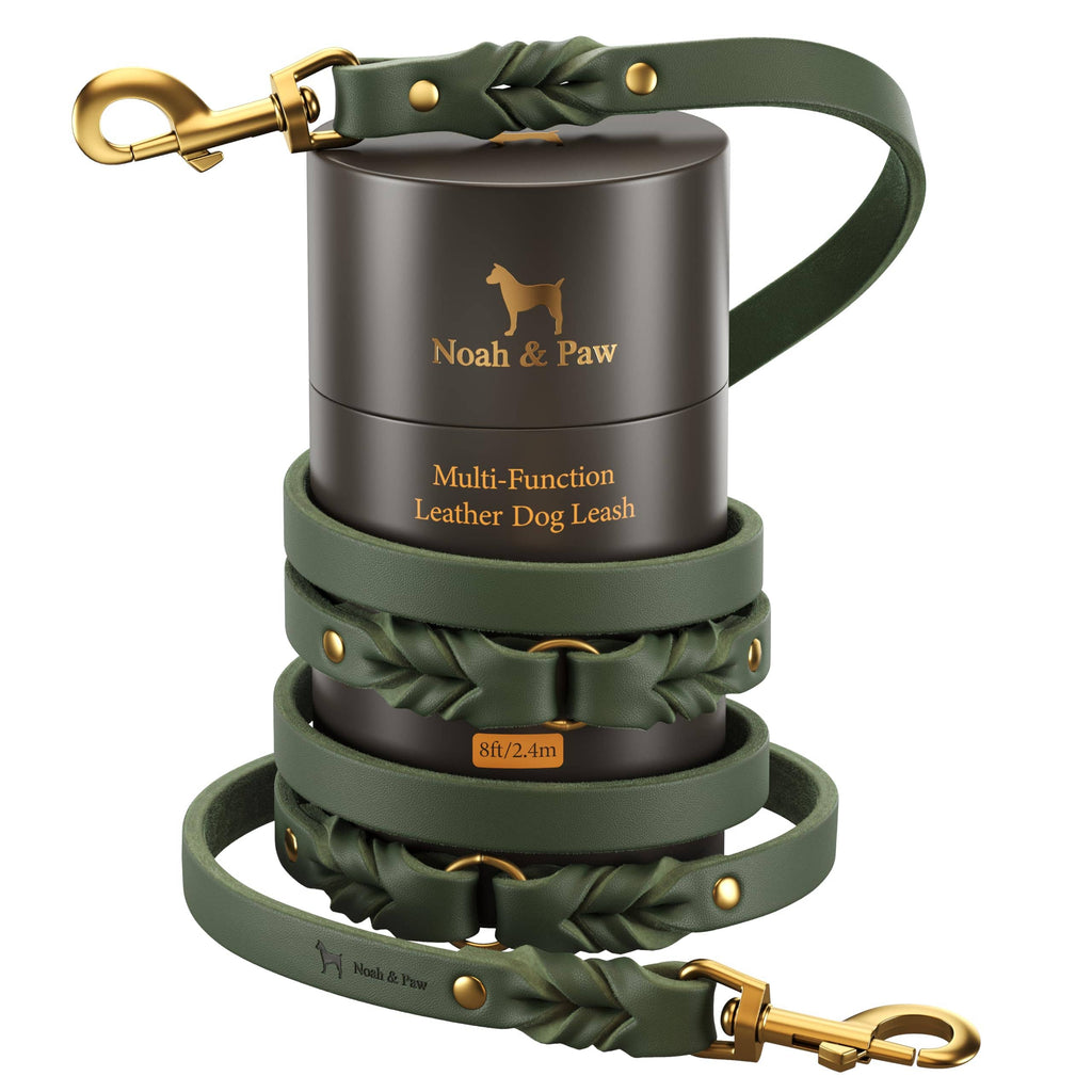 Premium Oil-Waxed Braided Leather Dog Leash - 3 Color Options