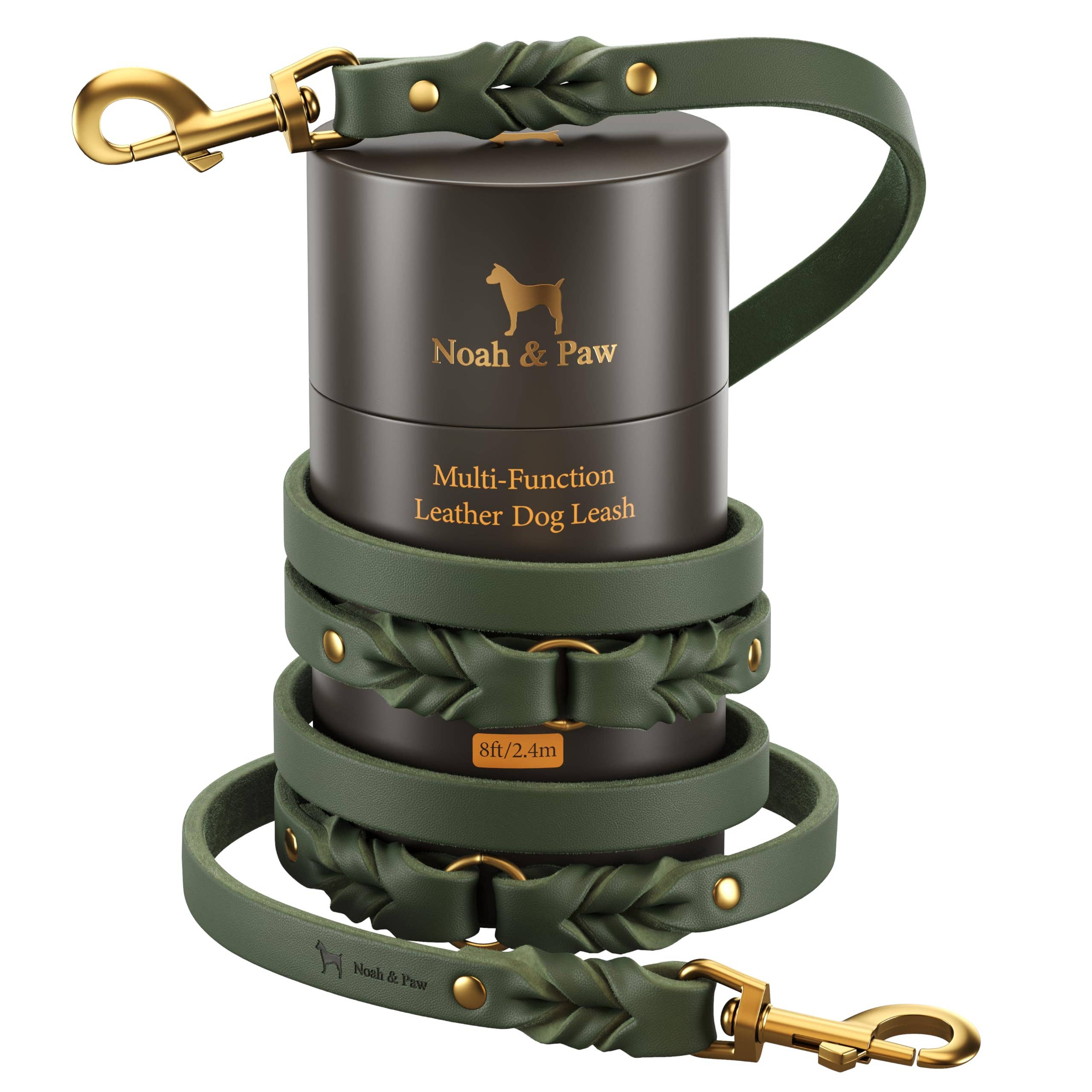 Premium Oil-Waxed Braided Leather Dog Leash - 3 Color Options