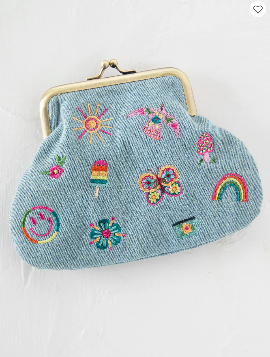 Kiss Lock Coin Purse Denim