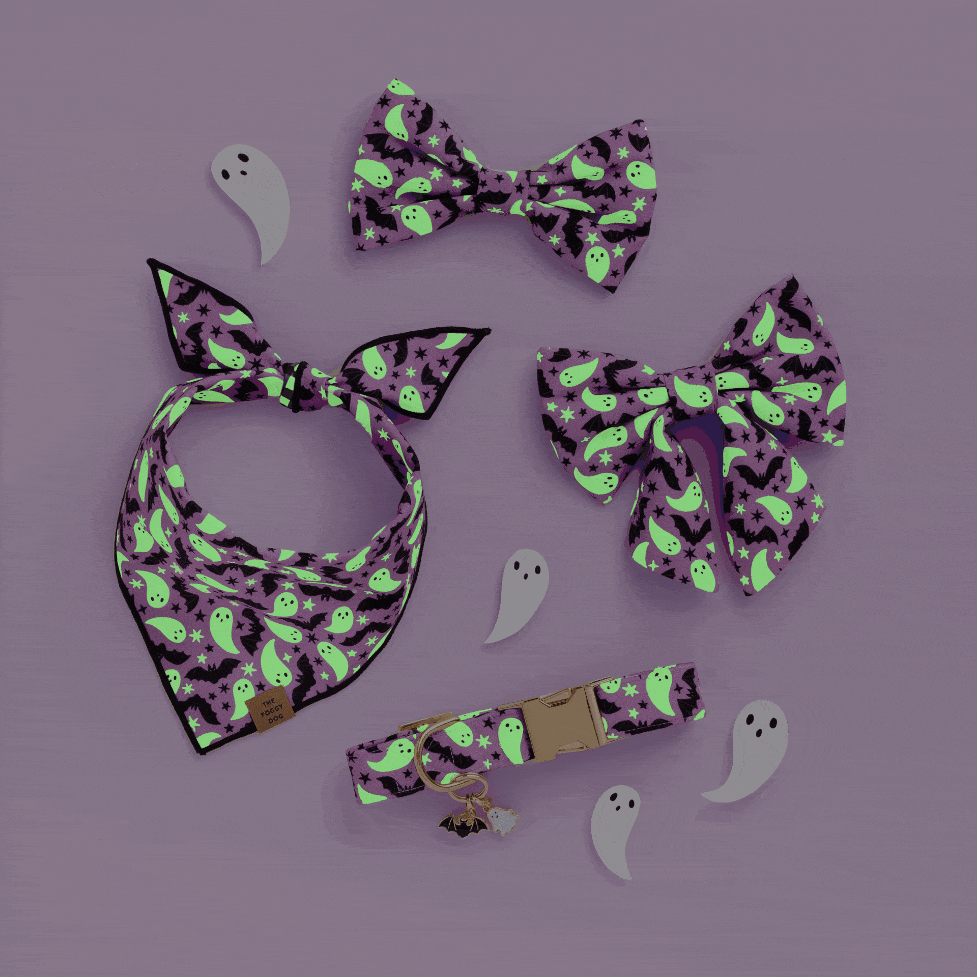 Spooky Season Reversible Dog Bandana - Glow in the dark