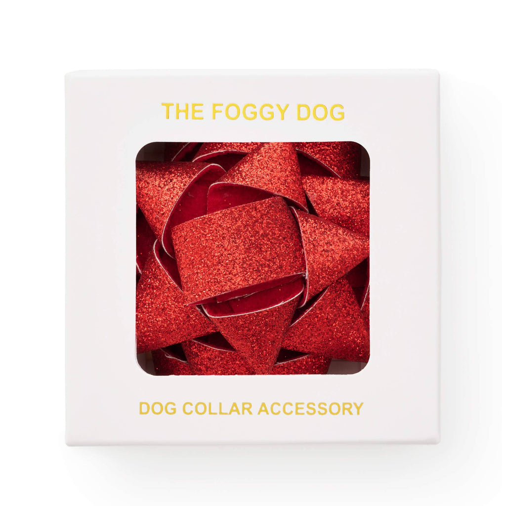 Red Gift Bow Dog Collar Attachment