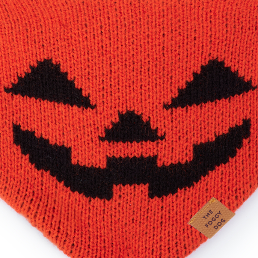 Jack-o’-Lantern Knit Dog Bandana