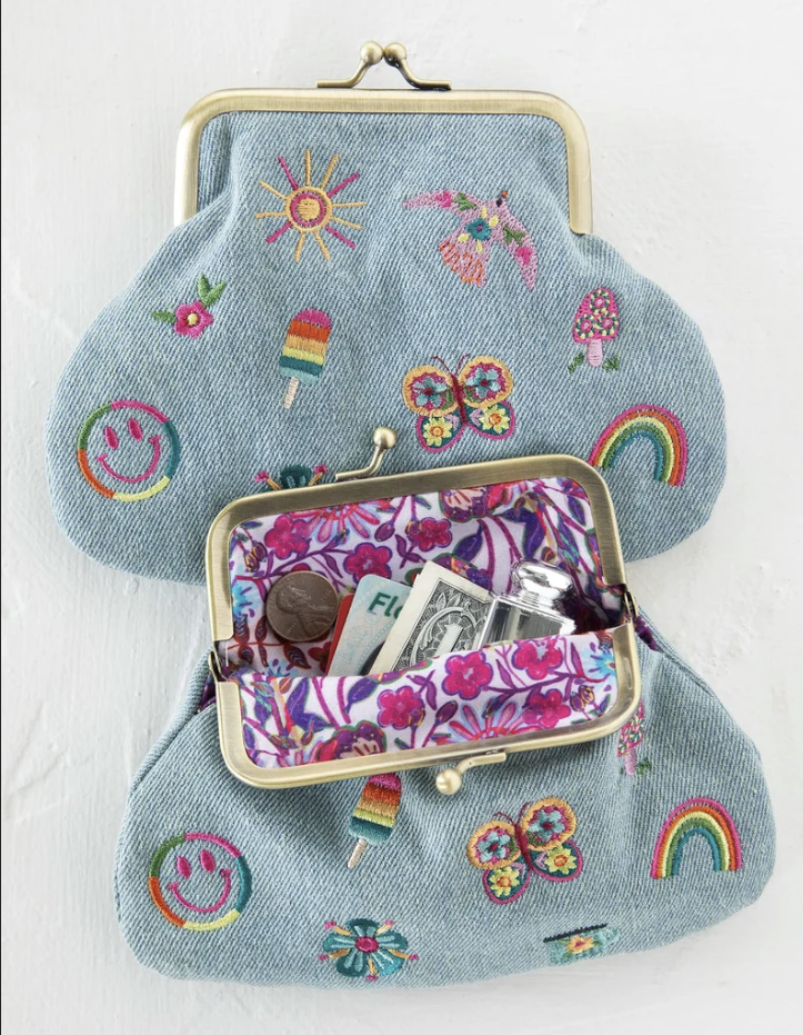 Kiss Lock Coin Purse Denim