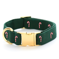 Evergreen Candy Canes Embroidered Dog Collar