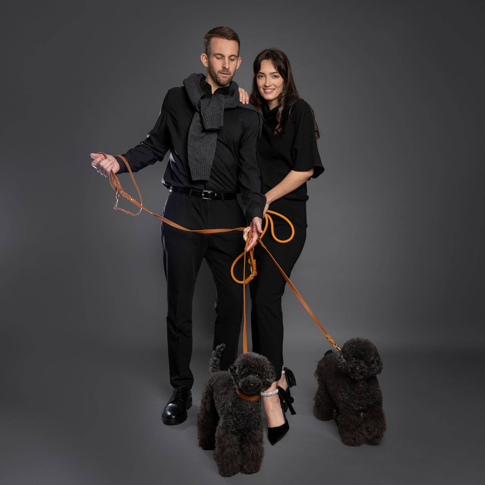Premium Oil-Waxed Braided Leather Dog Leash - 3 Color Options